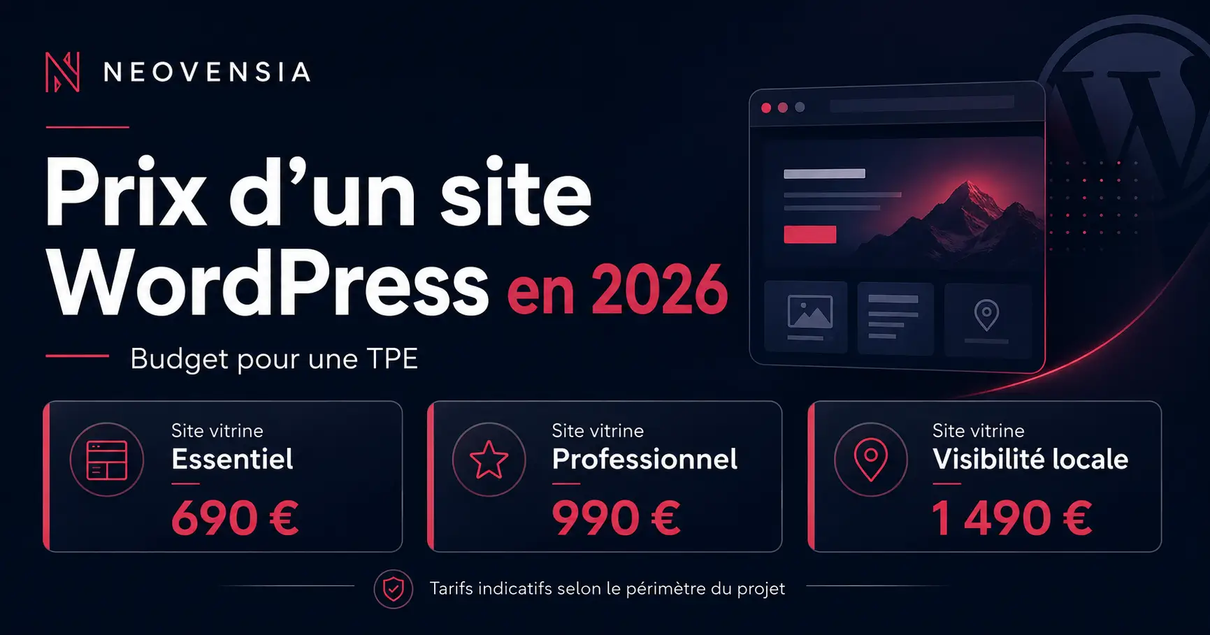 Prix d’un site WordPress en 2026 pour une TPE – NEOVENSIA